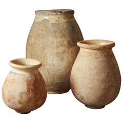 Antique Set of Three 19th Century Biot Jars