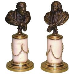 Pair of Bronze Busts of Voltaire and Rousseau 2