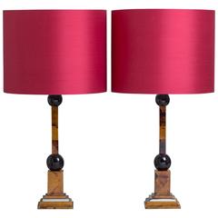 Pair of Maitland-Smith Stone Veneered Table Lamps, 1970s 8