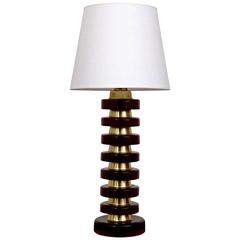 Swedish Brass and Glass Table Lamp, 1960s