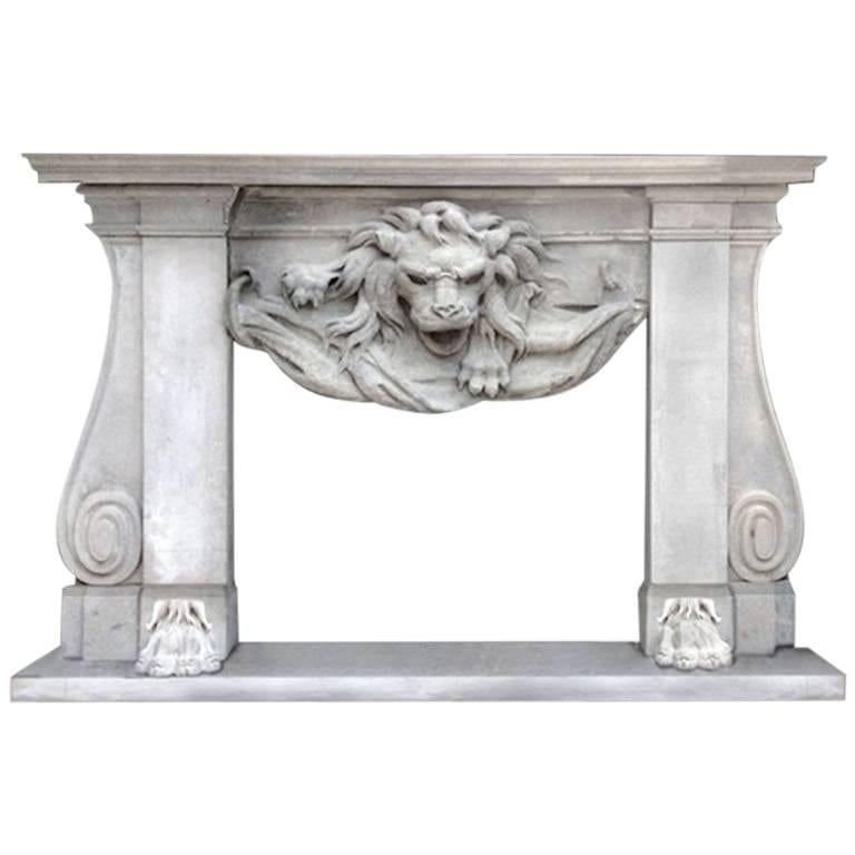 Lion Marble Chimneypiece For Sale