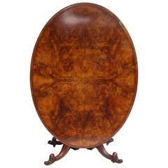 19th Century Burr Walnut Oval Dining Table