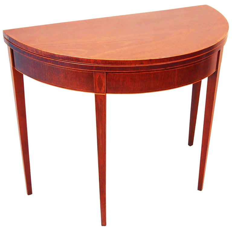 Antique Mahogany Demilune Tea Table For Sale at 1stDibs