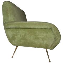 Italian Mid-Century Design Sofa Peluche, 1950s Original Fabric 1