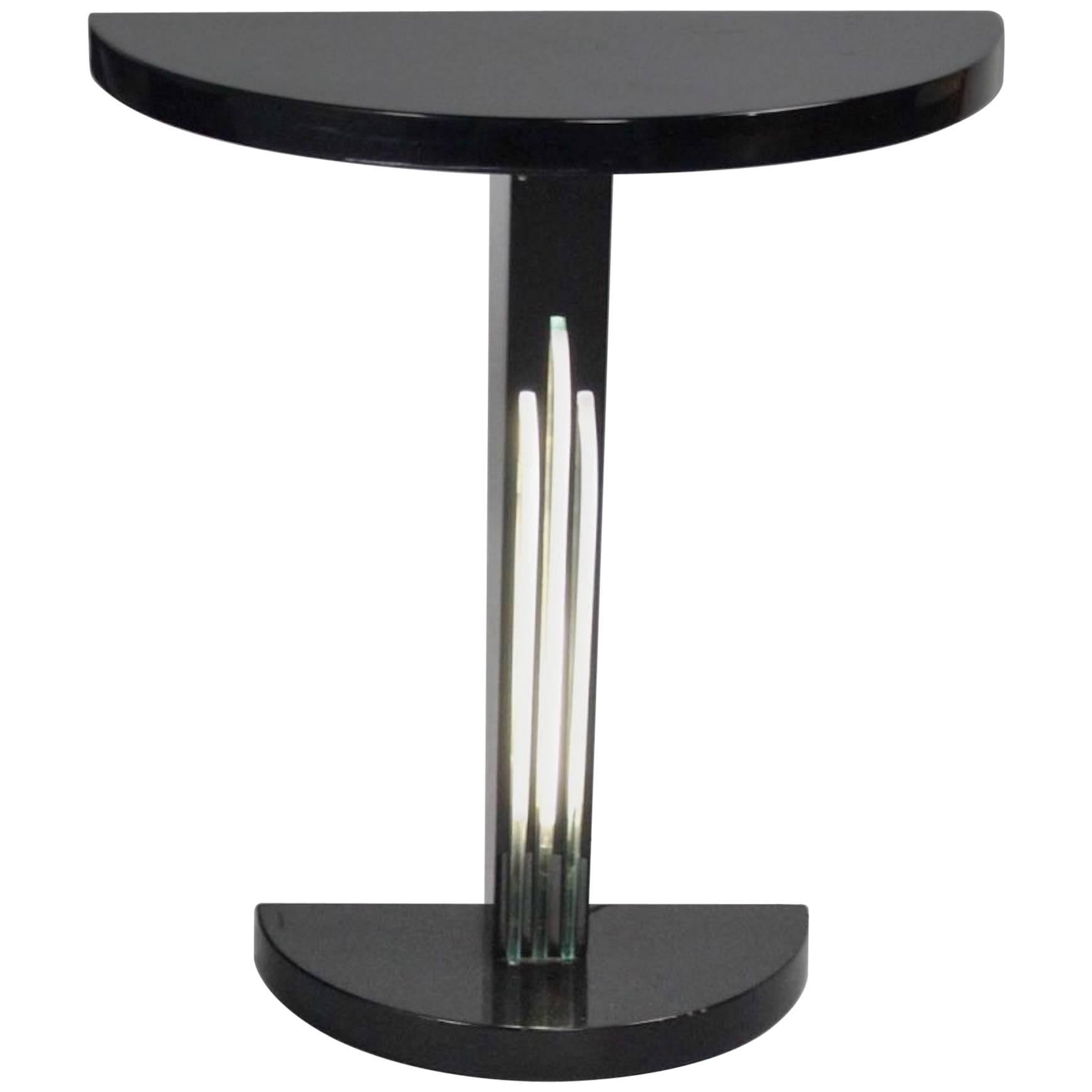 Juan Montoya Art Deco Style Illuminated Demilune Console Table