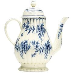 Antique Floral Painted Creamware Teapot, 18th Century