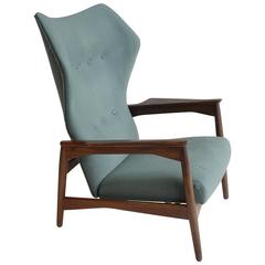 Ib Kofod Larsen by Carlo Garhn, Adjustable Danish Wingback Lounge Chair 12