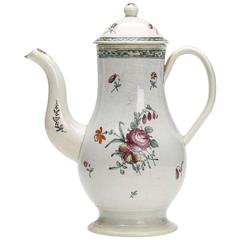 Used Staffordshire Floral Painted Pearlware Coffee Pot 18th Century