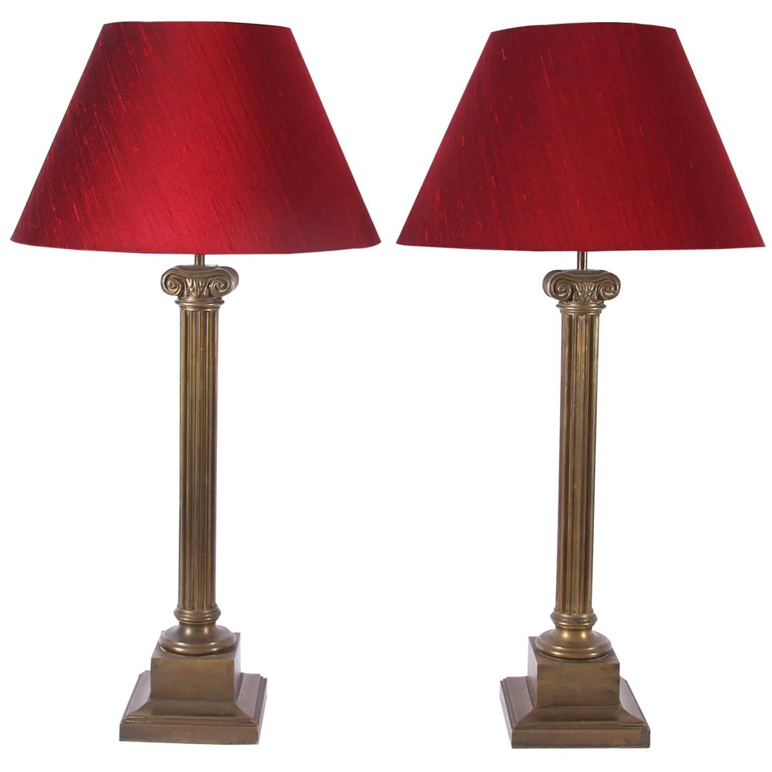 Pair of Column Table Lamps, French, Mid-20th Century