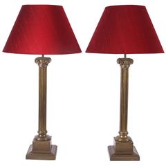 Pair of Column Table Lamps, French, Mid-20th Century