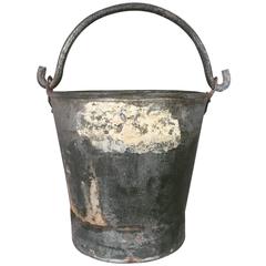 Vintage Small Riveted Construction Zink Galvanised Planter Ice Champagne Bucket 