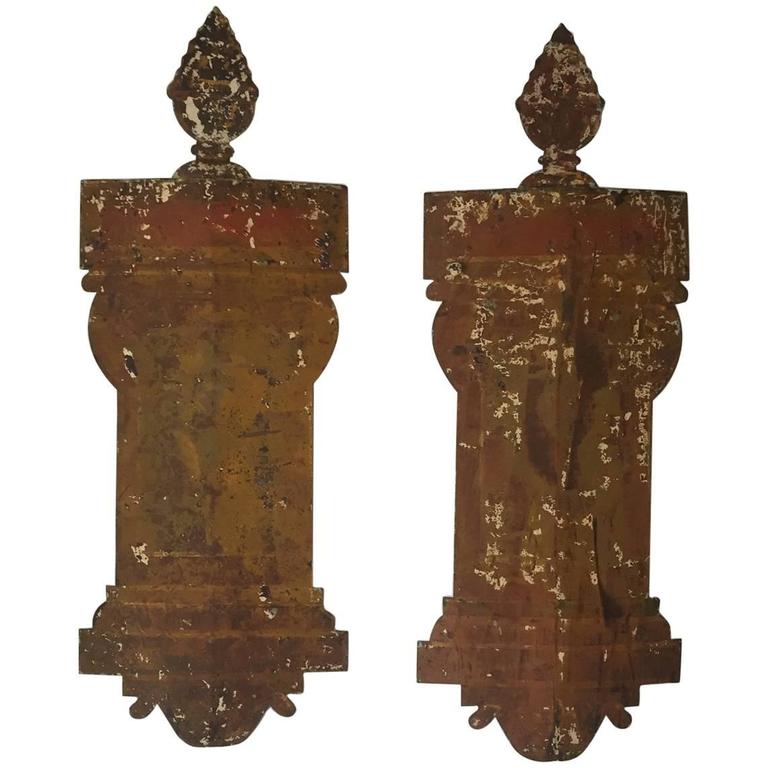 Pair of Iron 18th Century Italian Tole Appliques For Sale
