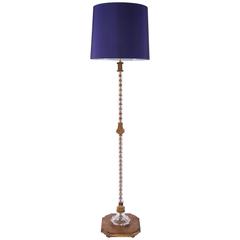Gilded Cube Glass Floor Lamp, Italian, circa 1970