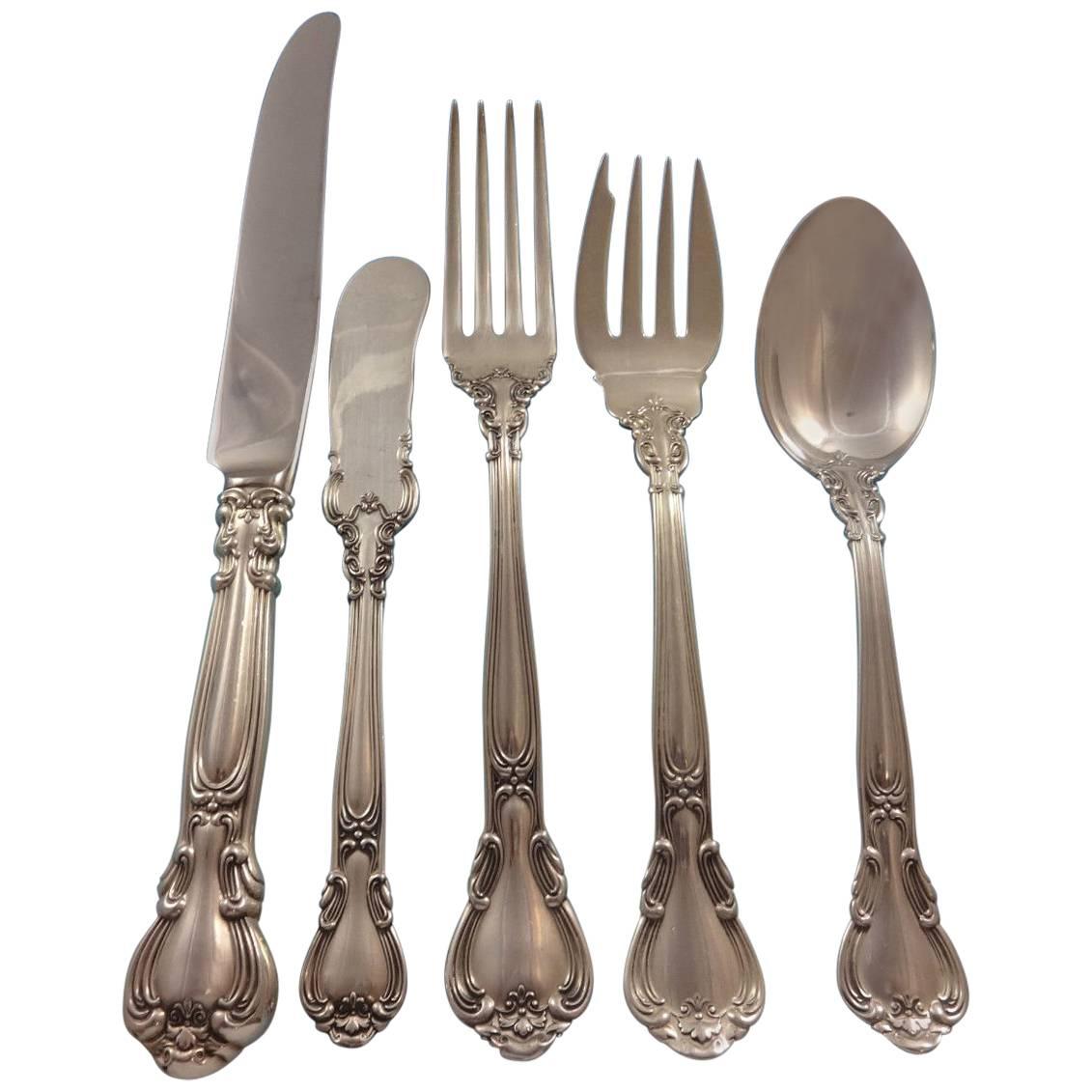 Chantilly by Gorham Sterling Silver Flatware Set 12 Service Luncheon, 63 Pieces For Sale