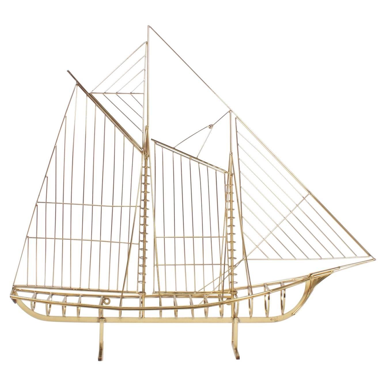 Jere Brass Plated Sailboat Model