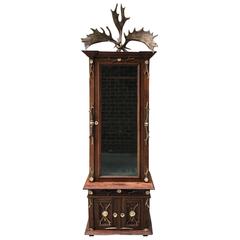 Antique Late 19th Century Black Forest Oak Gun Cabinet