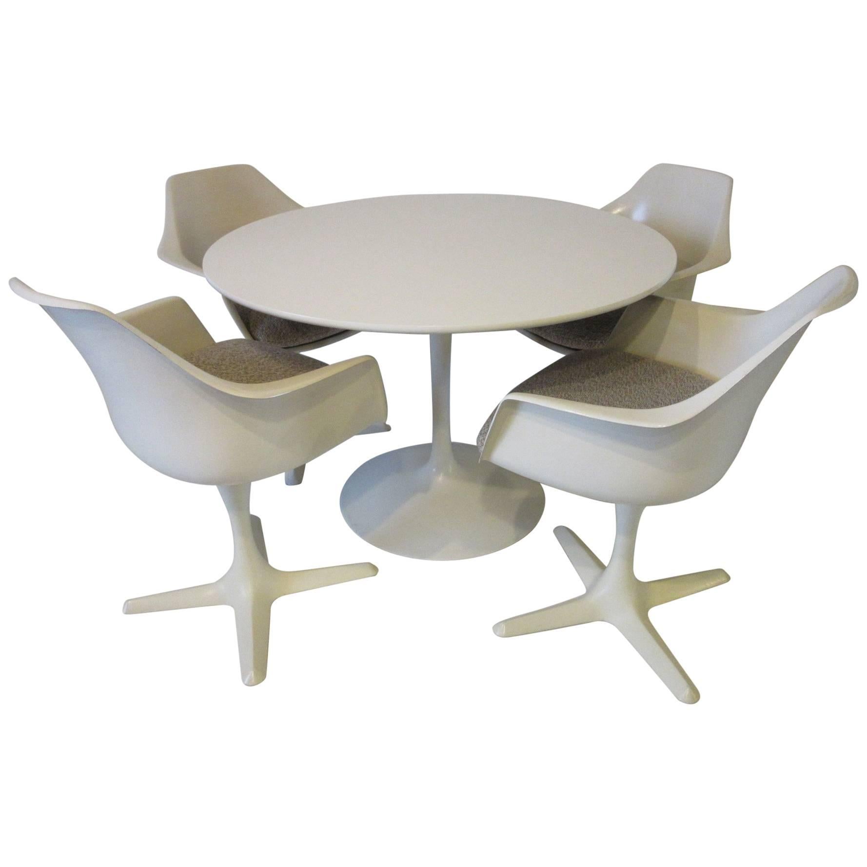 Tulip Dining Table Set by Maurice Burke in the Style of Saarinen and Knoll 