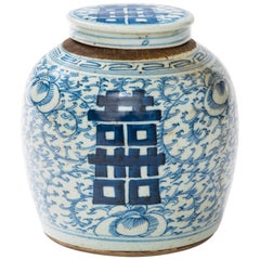 Antique Chinese 19th Century Blue and White Ginger Jar