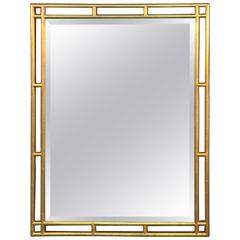  Glamorous Giltwood Faux Bamboo Decorator Mirror