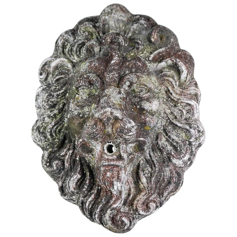 Weathered Lion Head Wall Fountain at 1stDibs