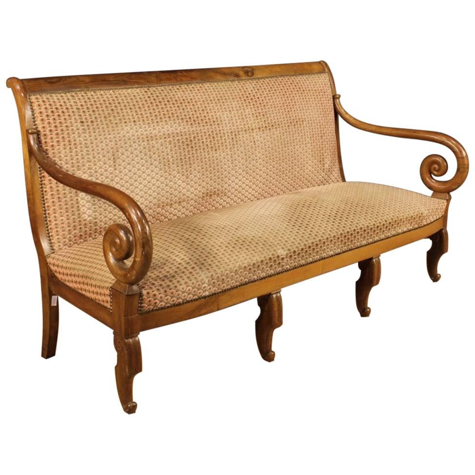 19th Century French Sofa in Restoration Style in Walnut