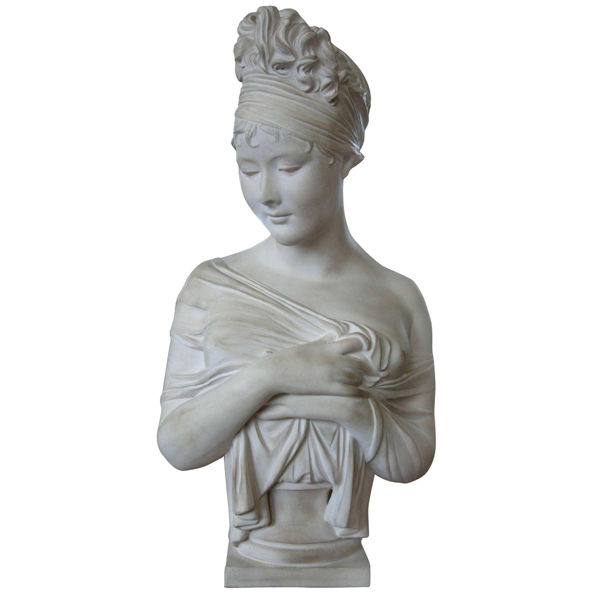 Terracotta Bust of Juliette Récamier after Joseph Chinard For Sale