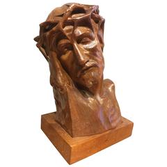 Carved Wooden Bust of Christ Louis Sosson