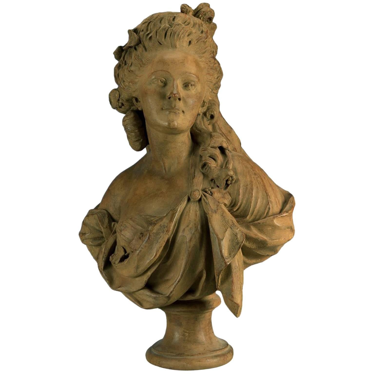 Terracotta Bust of La Guimard after Merchi Gaetano  For Sale