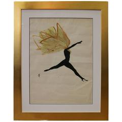 Spectacular Drawing of a Dancer by René Gruau, France, circa 1950 3