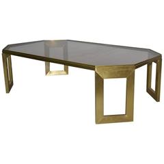 Coffee Table in Brushed Brass 1970s Italian Design