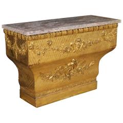 19th Century Spanish Gilt Console Table with Marble Top