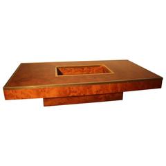 Coffee Table in Burr Elm with Golden Metal Side