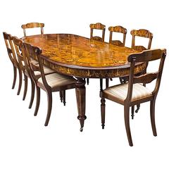 Bespoke Handmade Burr Walnut Marquetry Dining Table and Eight Chairs 4