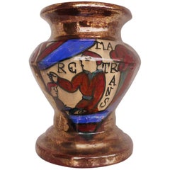 Antique Majolica Vase by René Emile Brenner, Tapisserie De Bayeux Normandy, 1920