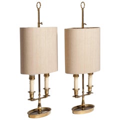 Retro 20th Century Pair Bouillotte Lamps