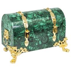 Vintage Malachite and Gilt Bronze Domed Casket, 20th Century