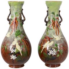 Pair of Large French Faience Vases