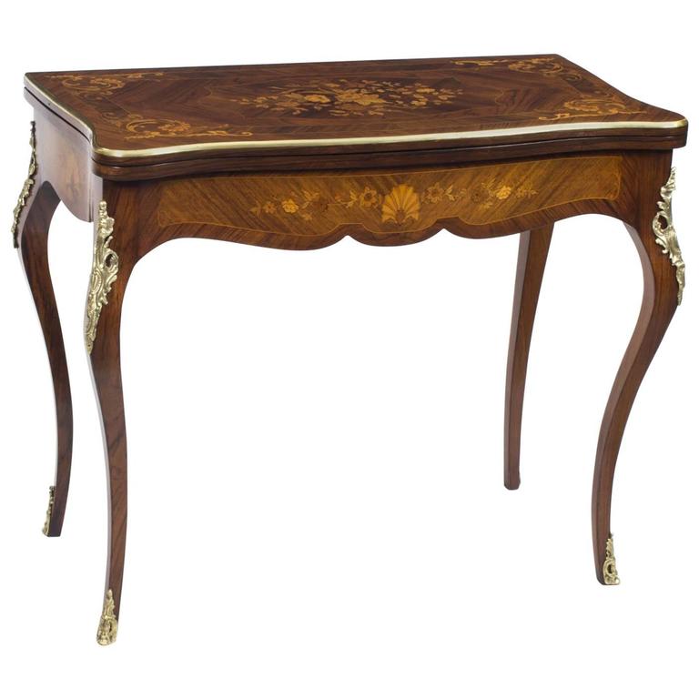 19th Century French Burr Walnut Marquetry Card Table For At 1stdibs 19th Century French Burr Walnut Marquetry Card Table For