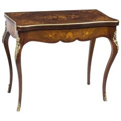 19th Century French Burr Walnut Marquetry Card Table