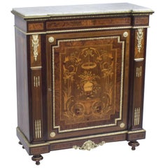 19th Century French Burr Walnut Marquetry Side Cabinet
