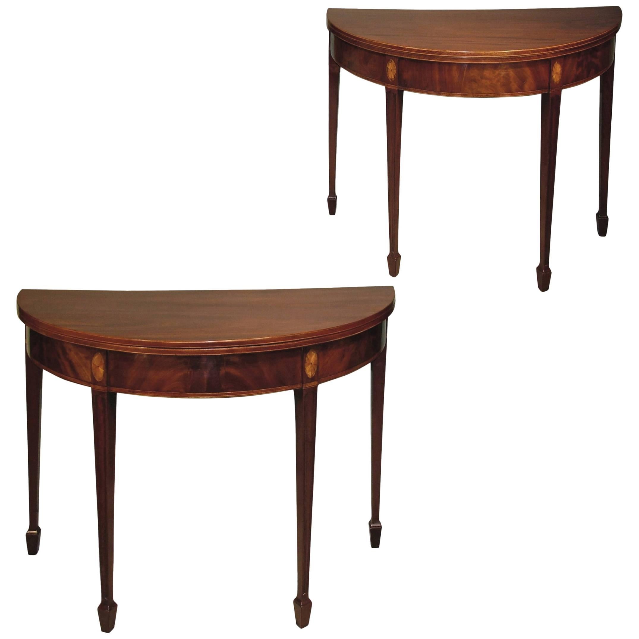 18th Century half-round mahogany tea tables