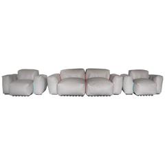 Sofa with Two Armchair and Ottoman Suite of Cappellini "Superoblong" 1