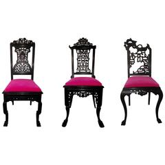 Set of Three 19th Century Asian Chairs in the Style of Viardot