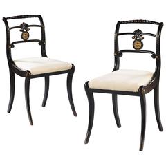 Pair of Ebonized and Gilt Regency Side Chairs