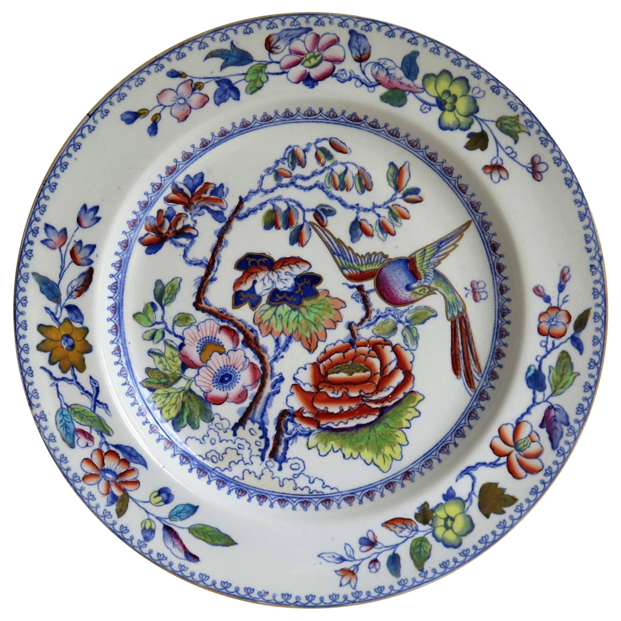 Mason
s Ironstone Plate, Flying Bird Pattern, London Retailers Stamp, circa 1880