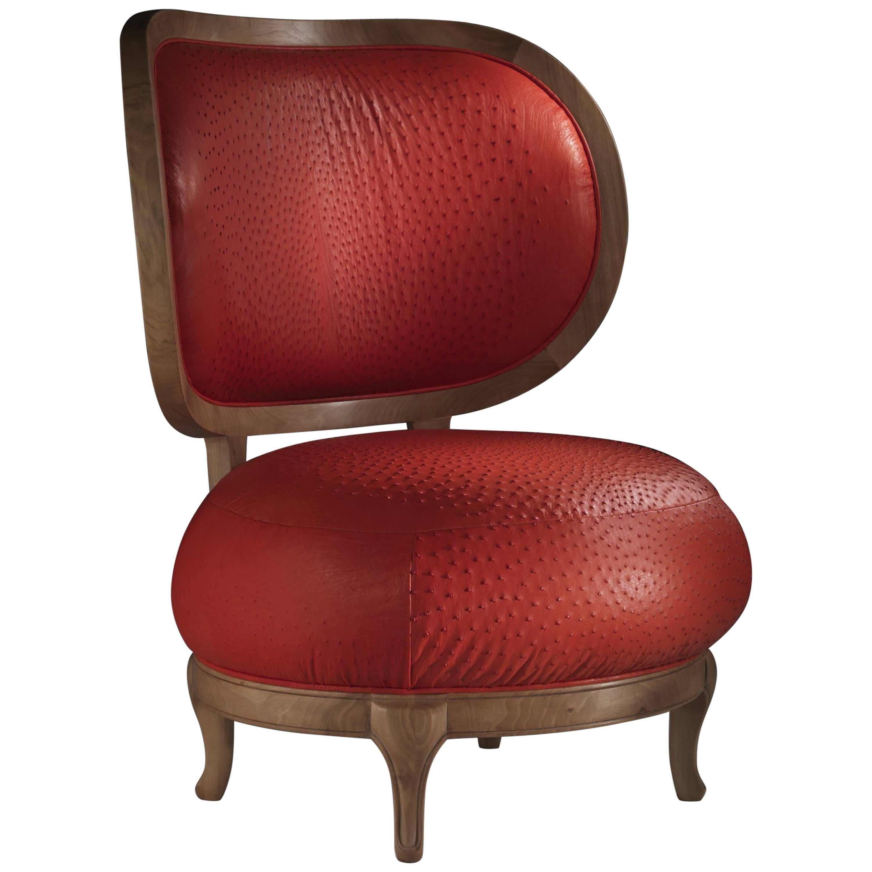 Struzza - armchair in ostrich leather, designed by Nigel Coates For Sale