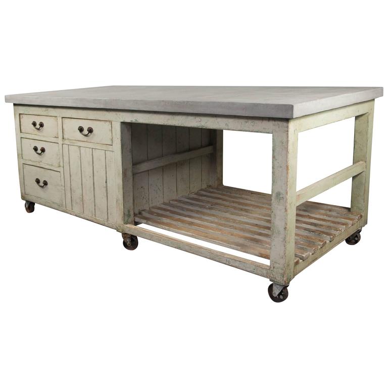 20th Century Industrial Antique Pine Workbench Kitchen Island Shop