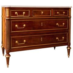 French Louis XVI Period Mahogany Marble-Top Commode, circa 1780