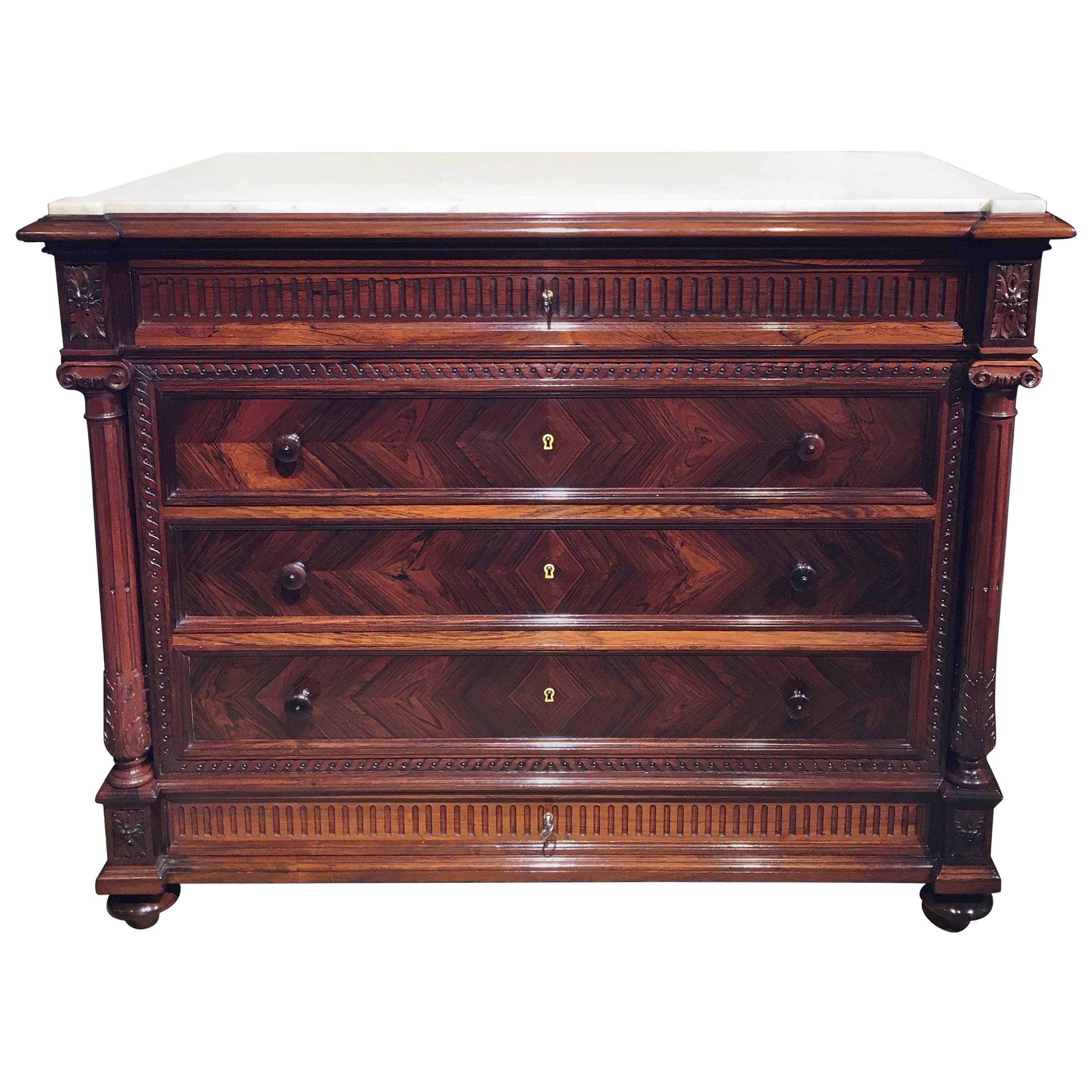  Chest of Drawers French Marble Topped Commode