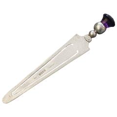 George V Scottish Silver Amethyst Thistle Bookmark